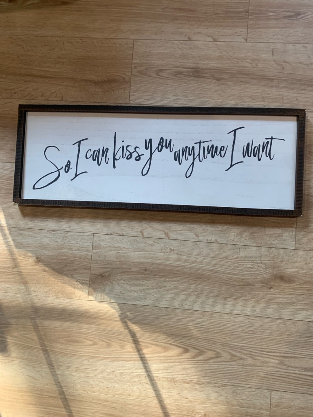 Framed White Script Wall Sign - Black Script